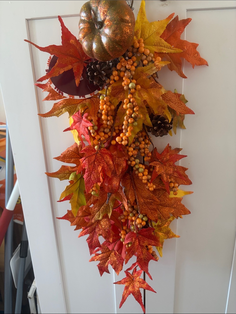 Autumn Harvest Orange Fall Hanging Swag - Seasonal Home Holiday Decor22’long 10’